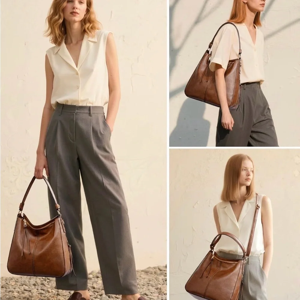 🆕 Elegant Brown Women's Bag Large-15.2 inch - Picture 2 of 8